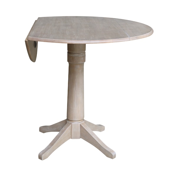 International Concepts Round 42 in Round Dual Drop Leaf Pedestal Table, 42.3 inH, Washed Gray Taupe, 42 W, 42 L, 42.3 in H K09-42DPT-27B-6B-2 - main